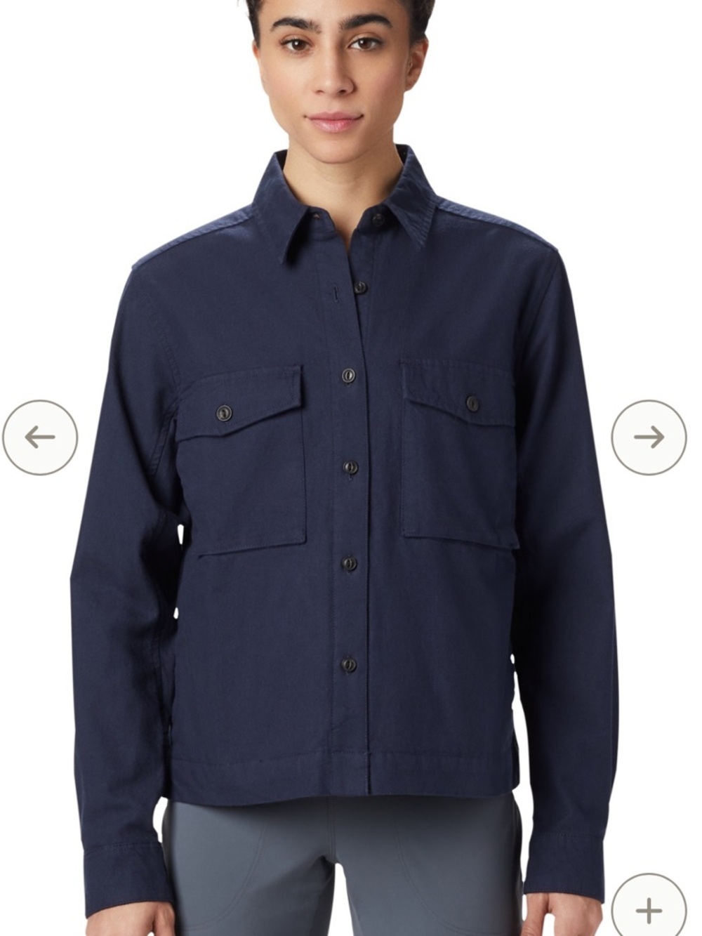 Mountain Hardwear Women’s XS Navy Blue Cotton‎ Wool Shacket Button Down Shirt